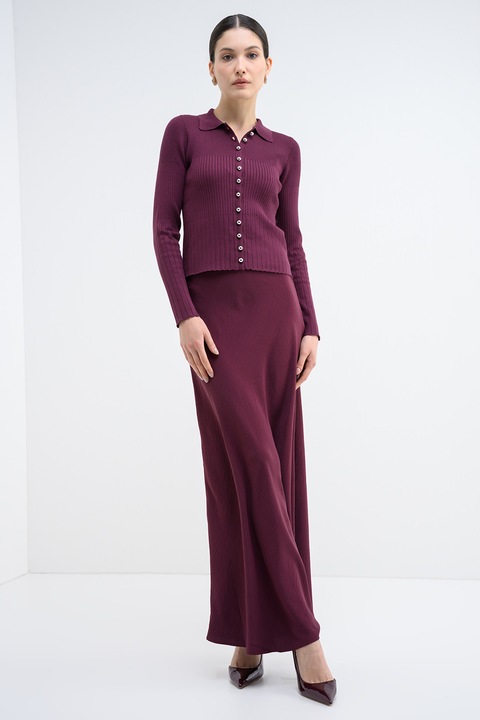 Vero Moda, Жилетка с копчета и дълги ръкави, Тъмновиолетов