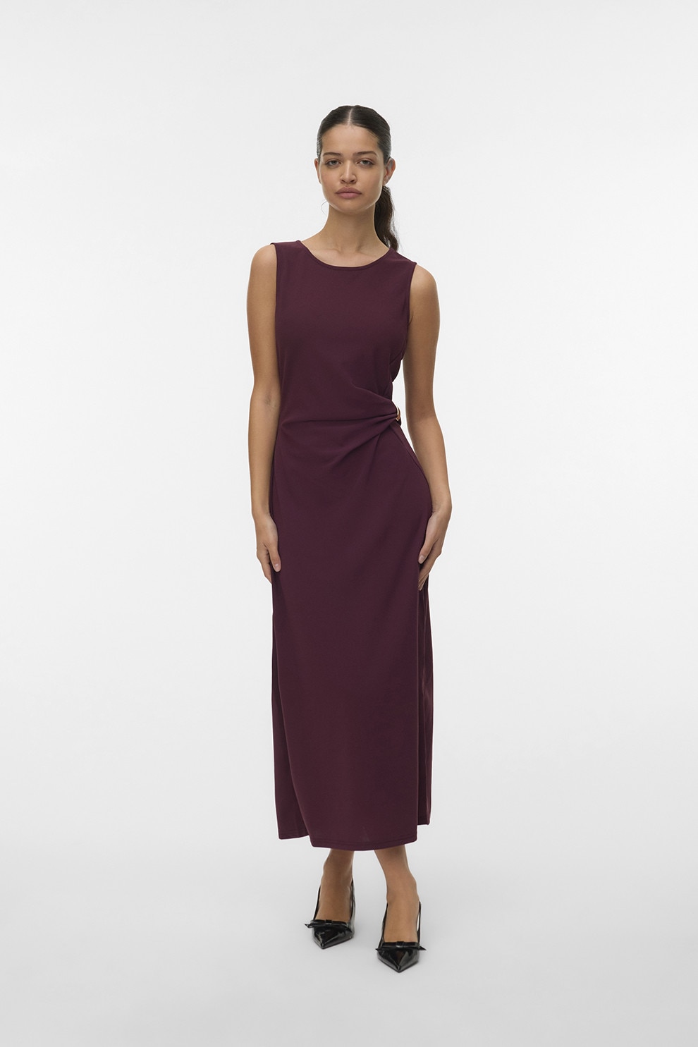 Vero Moda, Rochie midi cu drapaj, Visiniu, S