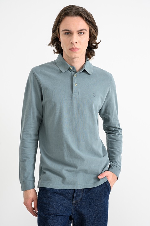 Jack & Jones, Bluza polo regular fit din bumbac pique, Albastru prafuit