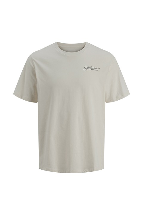 Jack & Jones, Tricou din bumbac cu imprimeu, Gri deschis