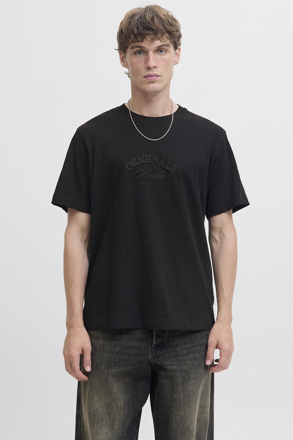 Jack & Jones, Tricou lejer din bumbac Bleeker, Negru, XL