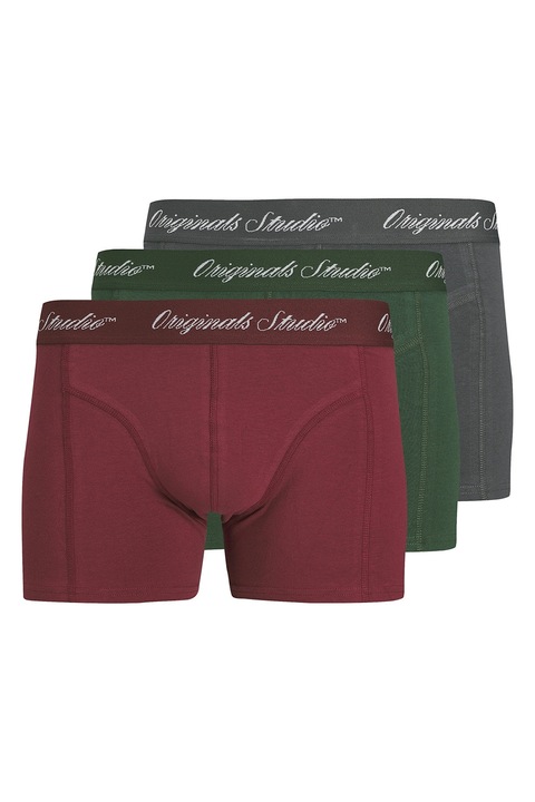Jack & Jones, Set de boxeri - 3 perechi, Verde/Rosu inchis/Gri inchis