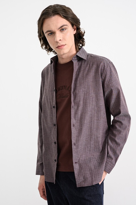 Jack & Jones, Camasa din amestec de bumbac organic si lyocell, Violet melange