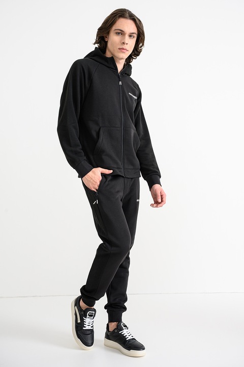 Jack & Jones, Trening regular fit cu imprimeu logo, Alb/Negru