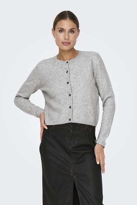 Jdy, Cardigan tricotat fin cu nasturi, Gri deschis melange, XL