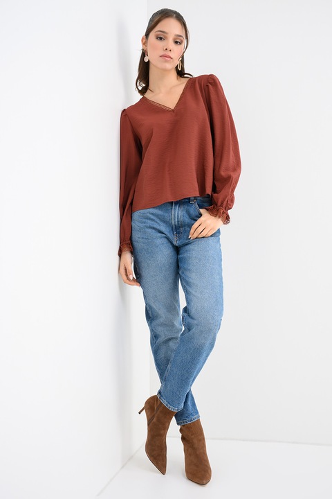 Jdy, Bluza uni cu decolteu in V, Maro scortisoara