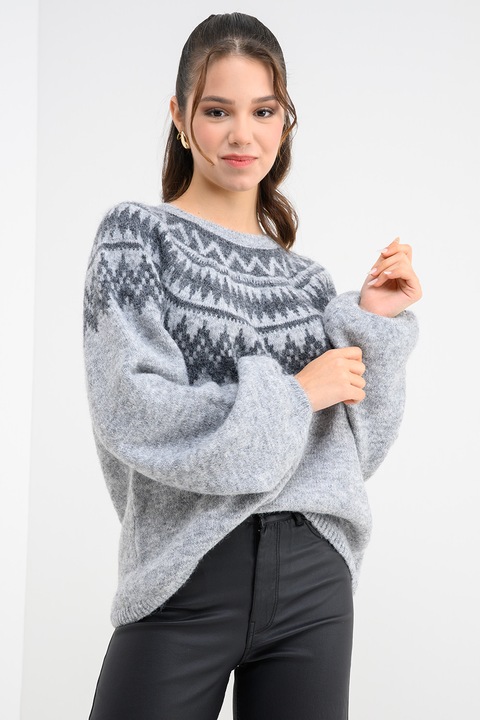 Only, Kerek nyakú bő fazonú pulóver, Melange világosszürke