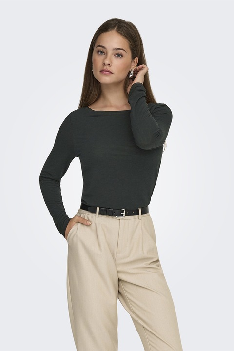 Jdy, Bluza slim fit cu decolteu barcuta, Gri antracit, XL