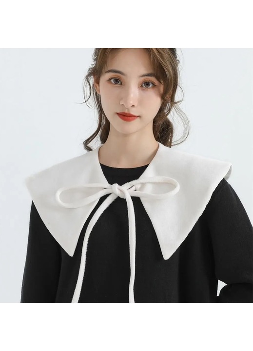 Levehető KESNUP gallér, oversized modell, masnival rögzíthető, univerzális méret, poliészter anyag, Fehér