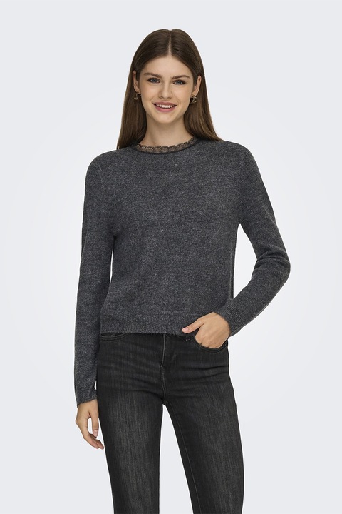 Only, Pulover cu decupaj, Gri inchis melange, M