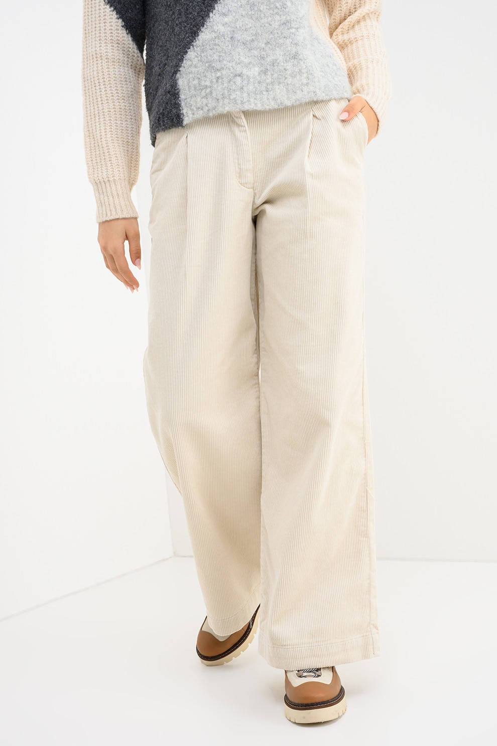 Jdy, Pantaloni ampli reiati, Alb fildes, M-L32