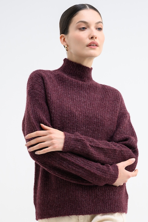 Jdy, Pulover din amestec de lana cu guler inalt Sydney, Violet melange