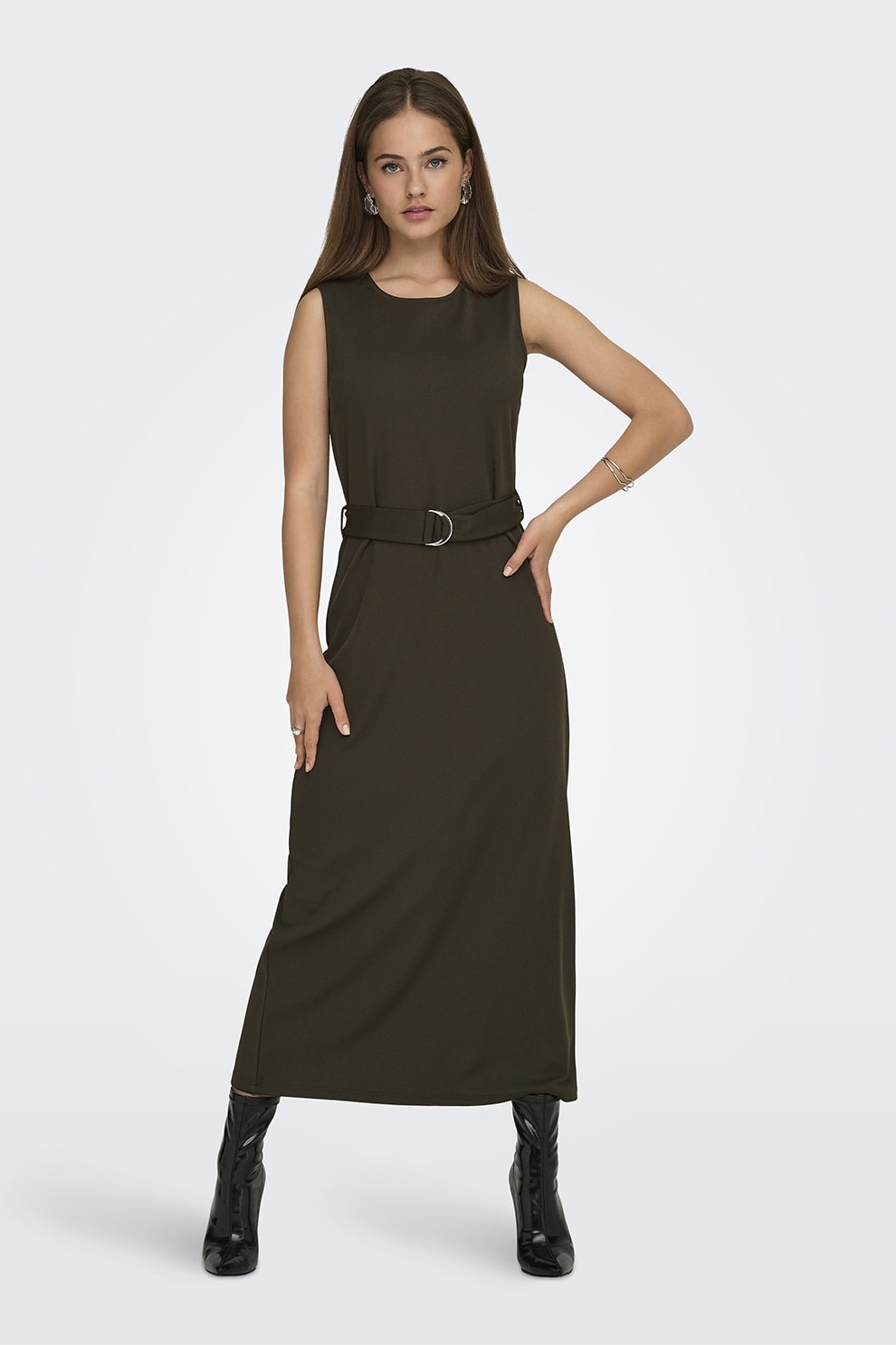 Jdy, Rochie mmidi cu slit, Maro inchis, S