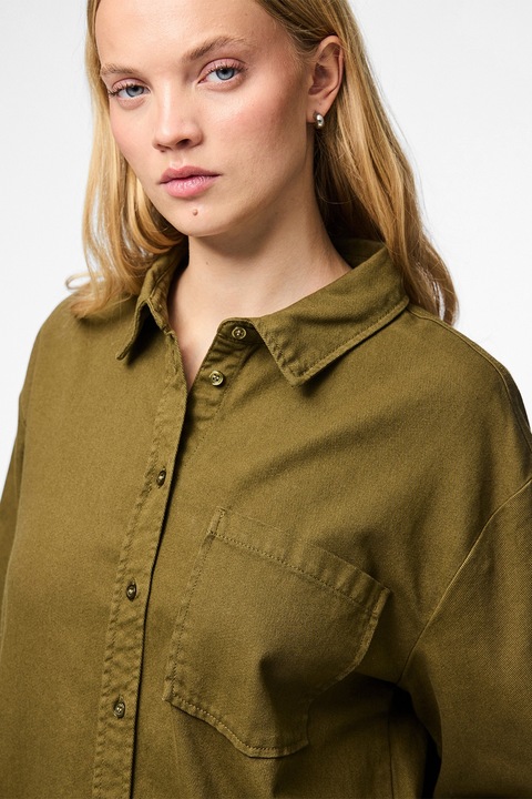 Pieces, Bő fazonú pamuting, Olívazöld