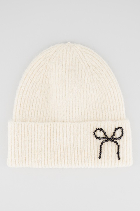 Pieces, Рипсена шапка с панделка, Крем