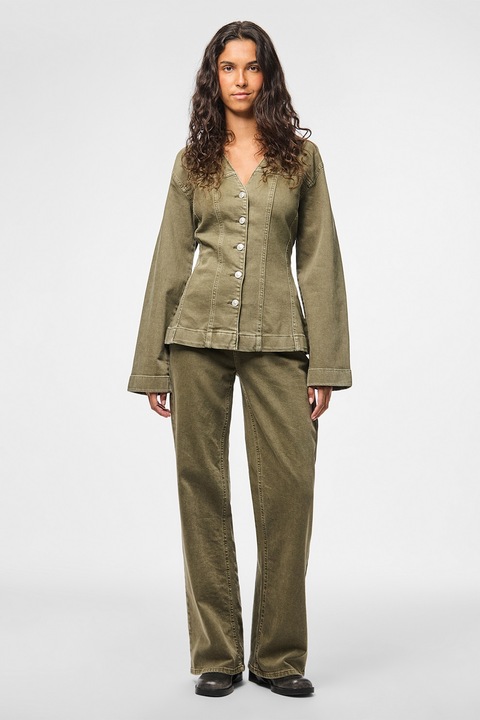 Pieces, Дънки със свободна кройка, Маслинено зелено