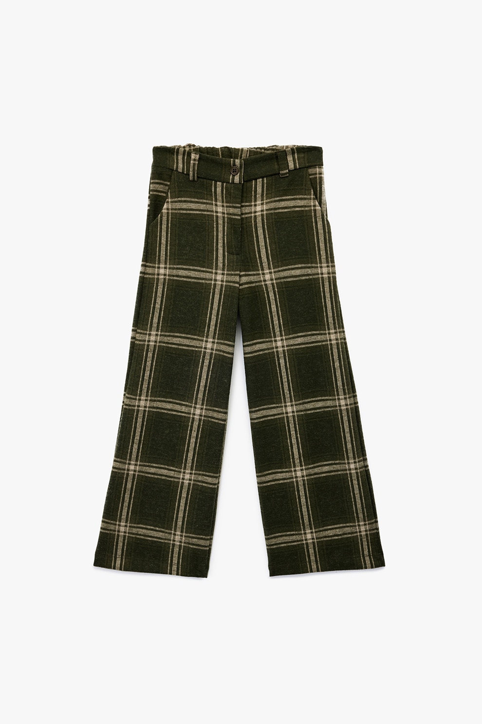KOTON, Pantaloni ampli in carouri, Verde, Bej, 146-152 CM