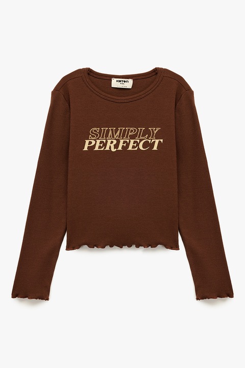 KOTON, Bluza striata cu terminatii valurite, Maro inchis/Bej deschis