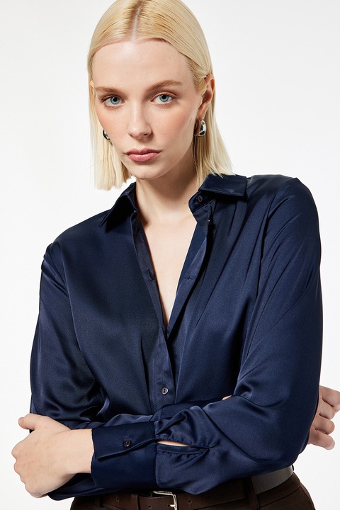 KOTON, Camasa regular fit cu model uni, Bleumarin