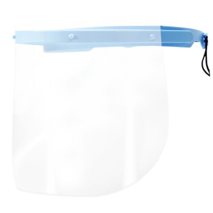 Viziera de protectie faciala PRIMA, reutilizabila, rama albastra, cu 10 ecrane, 28x19 cm