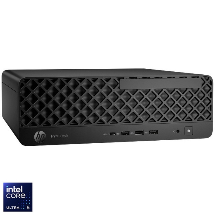 Sistem Desktop PC HP ProDesk 4 SFF G1i AI PC cu procesor Intel® Core™ Ultra 5 225 pana la 4.9GHz, 16GB DDR5, 512GB SSD, Intel® Graphics, Windows 11 Pro, Black