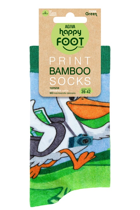 Дамски чорапи Agiva Happy Foottopia, Арт Животни, Зелен