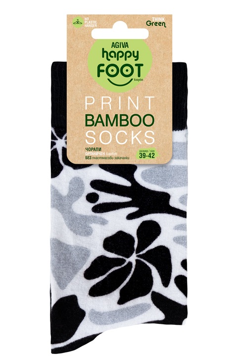 Sosete de dama Agiva Happy Foottopia, Art, Negru I Alb