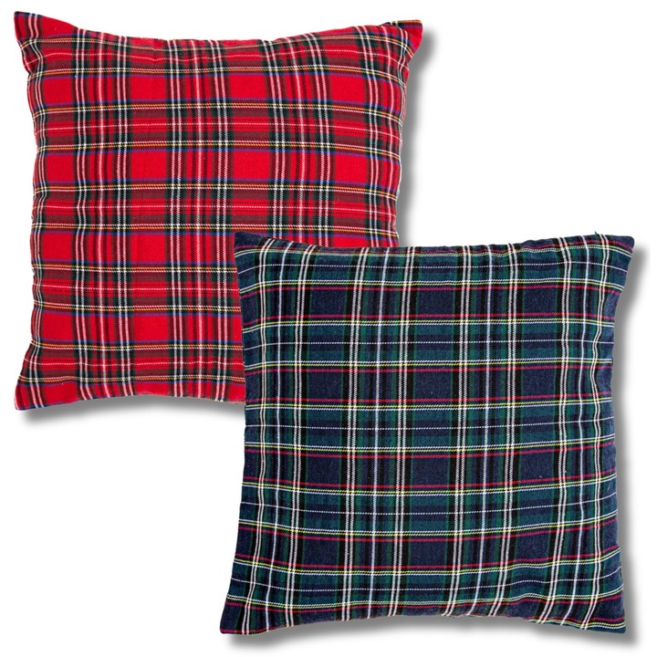 Párnahuzat garnitúra, Moraj, 40x40 cm, 2 db, kockás design, ünnepi