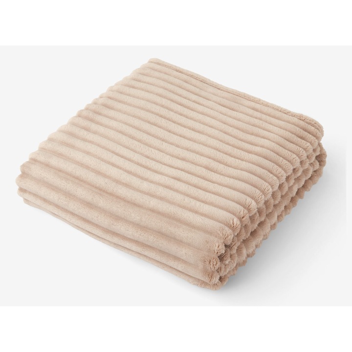 Patura decorativa ELITECOMMERCEMARKET, dungi late, moale, maro, 150x200 cm