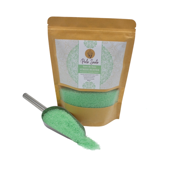 Sare de baie Stress Buster - cu Bergamota, Trandafir si Vetiver - grunjoasa - 500g