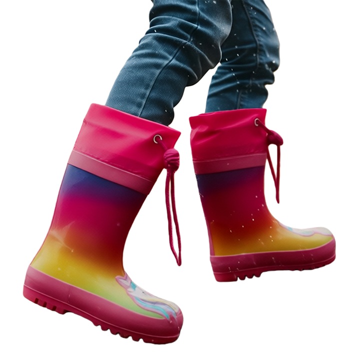 Cizme de ploaie imblanite B214.B218 121490, Roz