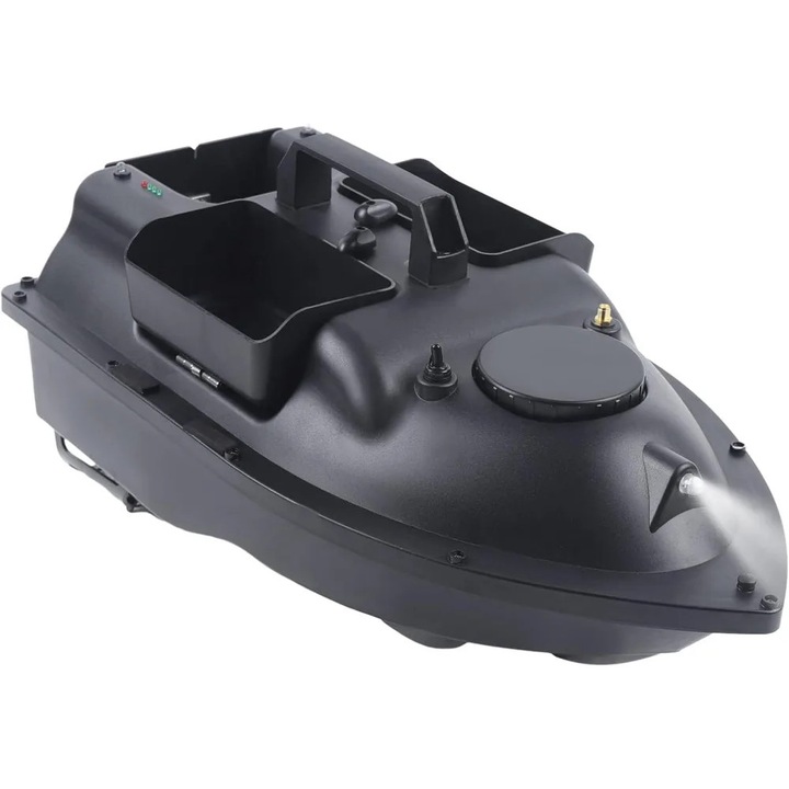 Barca de Hranire pentru Pescuit, Model Controlat de la Distanta, 2 KG Capacitate Incarcatura, Raza 500 m, Control de Croaziera, Culoare Neagra
