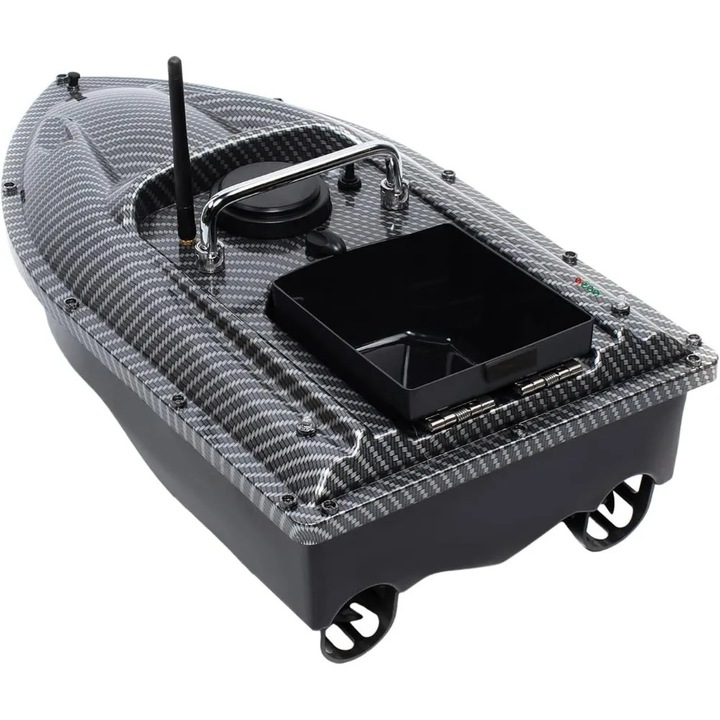 Barca de momeala cu control la distanta, Smart RC, Wireless, Raza de actiune 500 m, Pentru pescuit, Culoare Negru