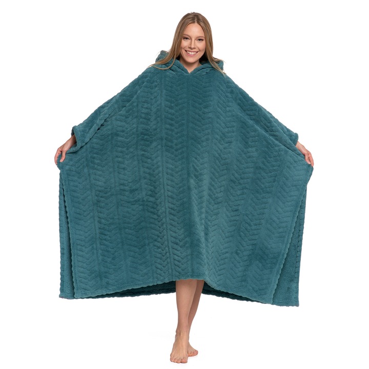 Túlméretezett, kapucnis téli takaró, poliészter, univerzális méret