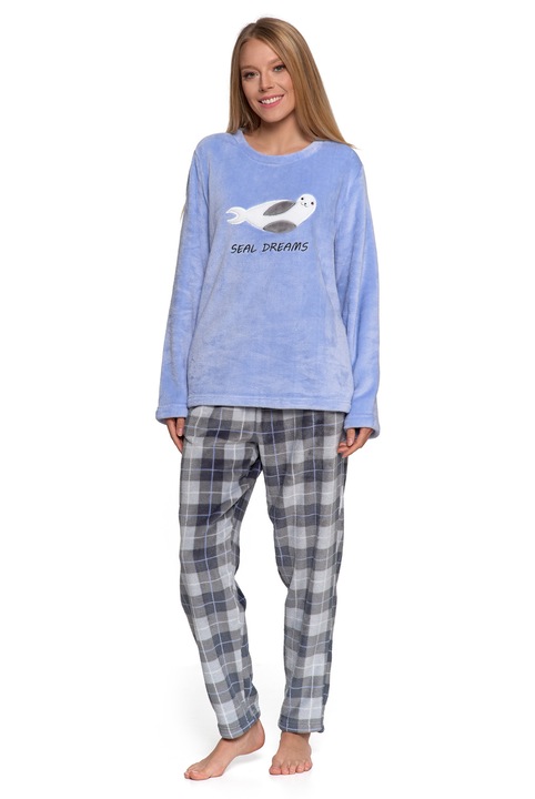 Női pizsama, Moraj, 2 részes, vastag, poliészter, kék