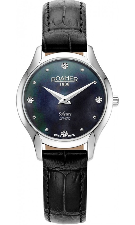 Ceas pentru femei ROAMER 547857 41 85 05, clasic, negru cu diamante