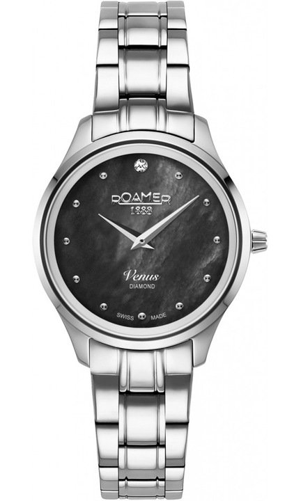 Ceas de dama ROAMER 601857 41 80 20, clasic, argintiu cu diamante