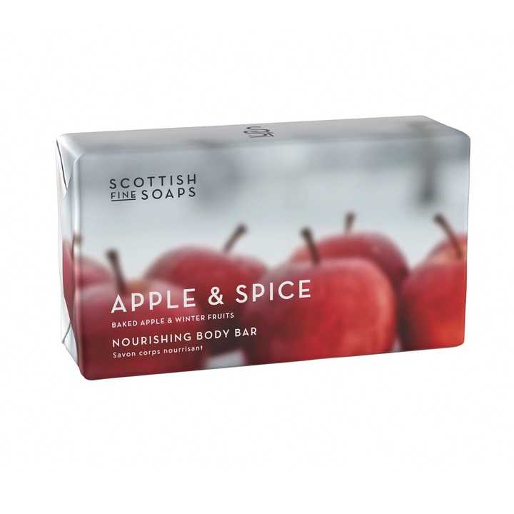 Săpun de lux, SCOTTISH FINE SOAPS, ediție limitată de Crăciun, triplu presat, 220 g, aromă de Măr și Scorțișoară, hrănitor și hidratant