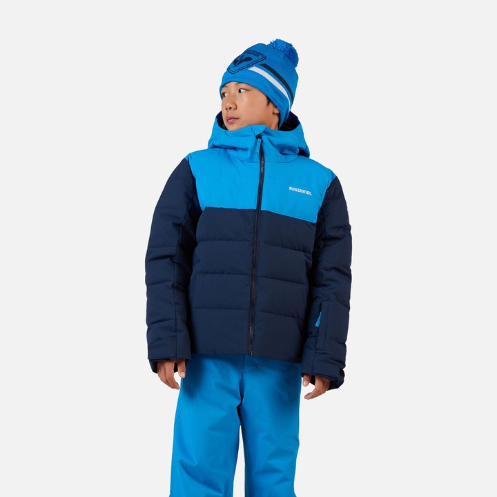 Geaca ski Rossignol BOY SIZ QUILTED JKT, culoare albastru inchis, pentru baieti, marime 6 ani