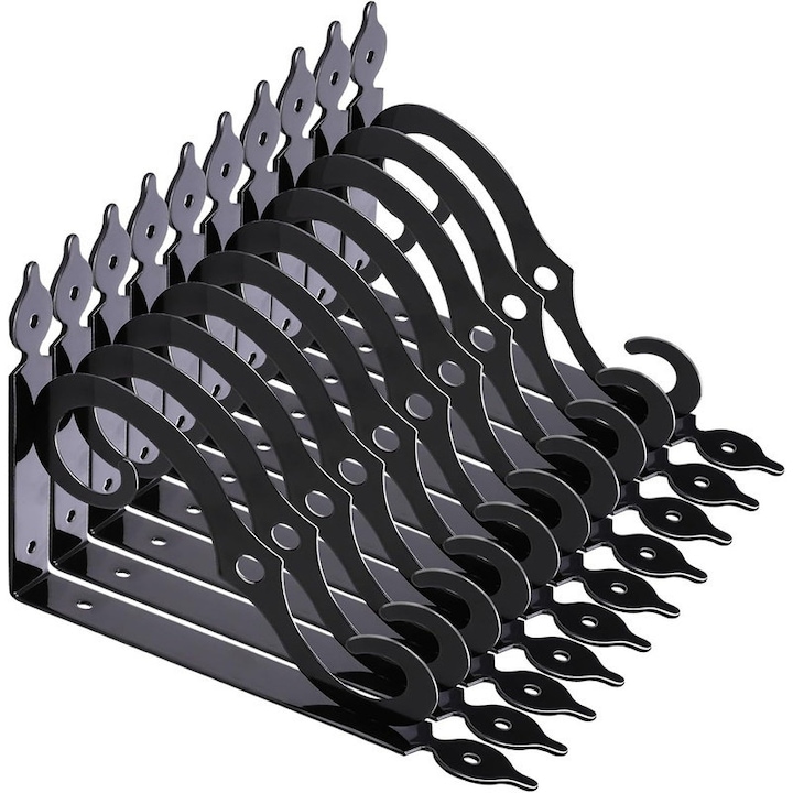 Pachet de 10 suporturi decorative pentru raft, suport de raft in forma de L montat pe perete de 7,4 inch, suporturi de raft rezistente pentru rafturi