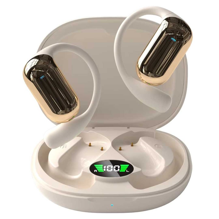 Lumaudio Escape vezeték nélküli fejhallgató, nyitott kialakítás, 14.2 mm-es hangszórók, Bluetooth 5.4, IPX5 ellenállás, bézs