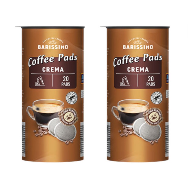 Set 2 pachete, cafea paduri, Barissimo Crema Pads, Intensitate 6