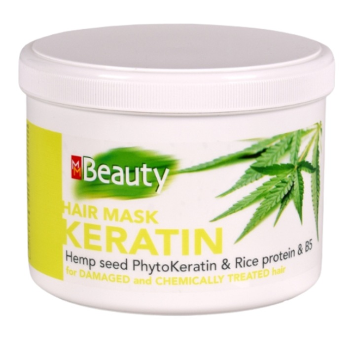 Masca de par ELEA MM Beauty cu keratina, pentru par degradat, 500 ml