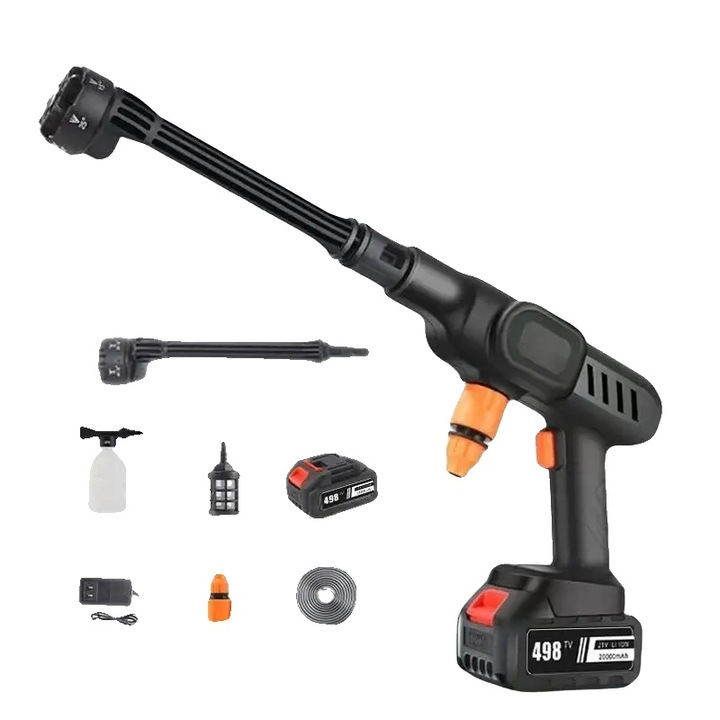 Pistol de spalat cu presiune, 6 in 1, functionare wireless, cu baterie, 60 Bar, 10 L/min