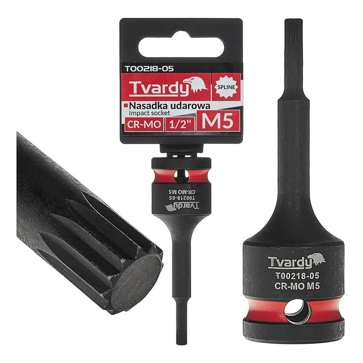 Cheie tubulara de impact SPLINE 1 / 2", M5, Cr-Mo, Tvardy T00218-05
