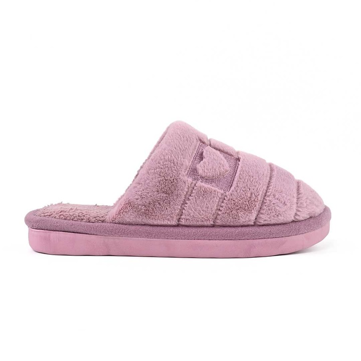 Papuci de casa Dama pufosi, Cu inima, Cu Imblaniti, PD1072, Mov, 38-39