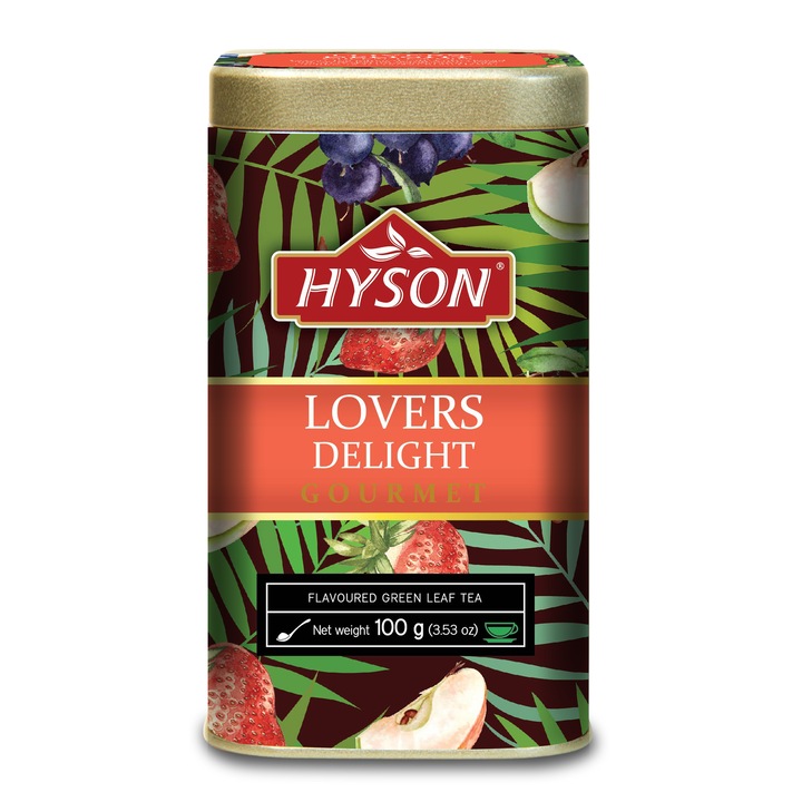 Зелен чай в метална кутия 100гр, Hyson Lovers Delight Премиум насипен ароматизиран
