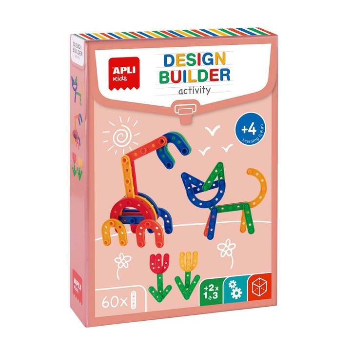 Set de construcție educativ, Design Builder, 60 piese, APLI, 4 ani+