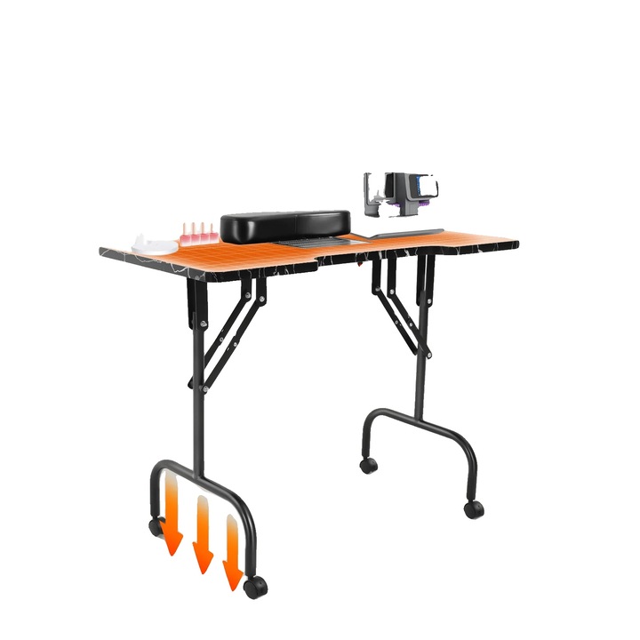 Masa de unghii portabila, 90x40x72cm, capacitate maxima 30-40 kg, colector de praf 6W