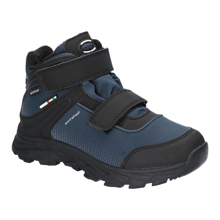 Gyermek téli bakancs, American Club, Hl153, Tépőzárral állítható, Polár béléssel, Softshell, Tripletex, Fekete/Tengerészkék